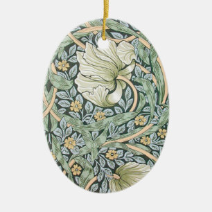 William Morris Pimpernel Tulips Botanical Art Ceramic Tree Decoration