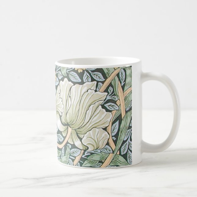 William Morris Pimpernel Tulips Botanical Art Coffee Mug (Right)