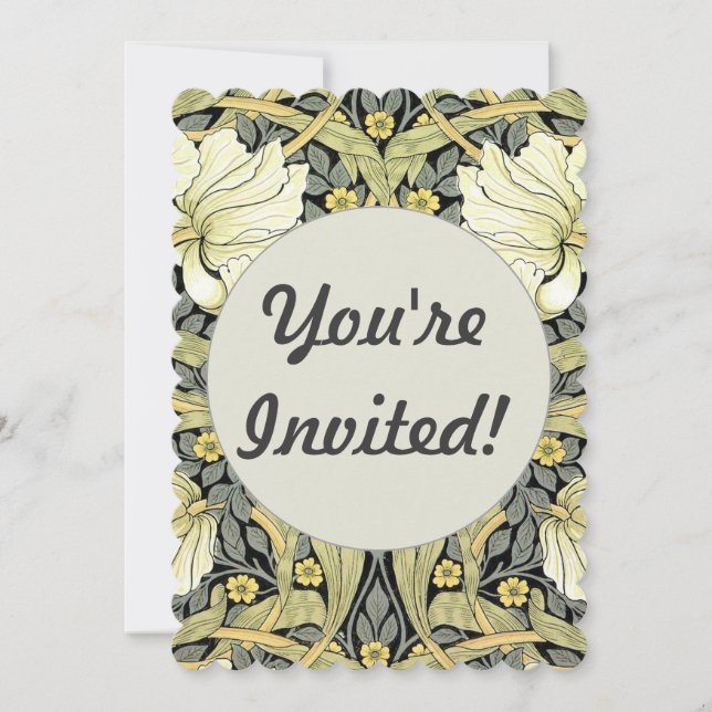 William Morris Pimpernel Tulips Botanical Art Invitation (Front)