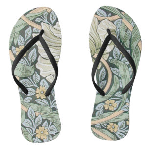 William Morris Pimpernel Tulips Botanical Art Jandals