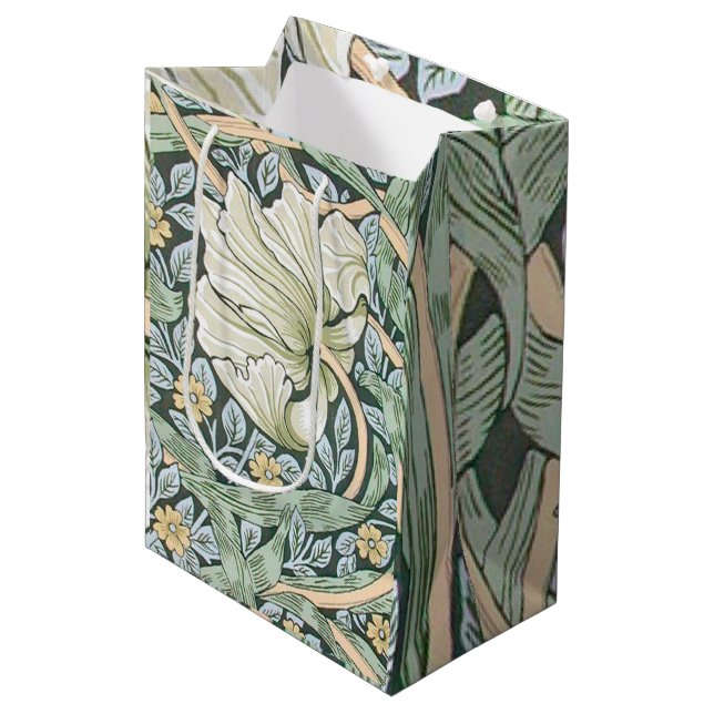 William Morris Pimpernel Tulips Botanical Art Medium Gift Bag (Front Angled)