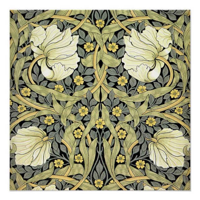 William Morris Pimpernel Tulips Botanical Art Poster (Front)