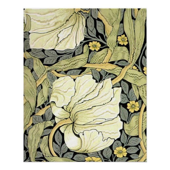 William Morris Pimpernel Tulips Botanical Art Poster (Front)