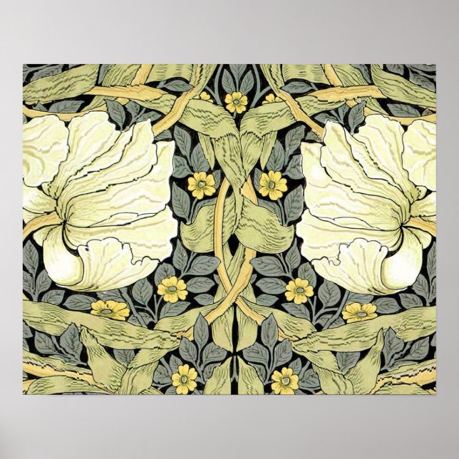 William Morris Pimpernel Tulips Botanical Art Poster (Front)