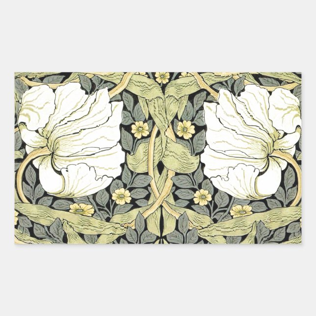 William Morris Pimpernel Tulips Botanical Art Rectangular Sticker (Front)