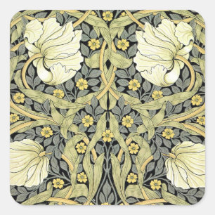 William Morris Pimpernel Tulips Botanical Art Square Sticker