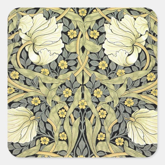 William Morris Pimpernel Tulips Botanical Art Square Sticker (Front)
