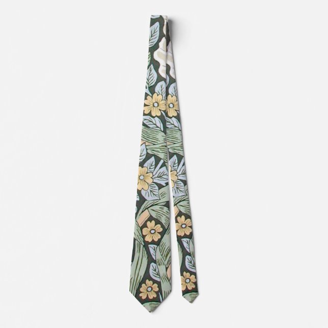 William Morris Pimpernel Tulips Botanical Art Tie (Front)