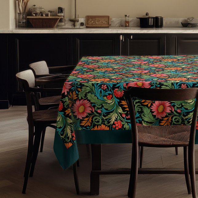 William Morris Pimpernel vibrant colours colourful Tablecloth (William Morris Pimpernel vibrant colors colorful Tablecloth)