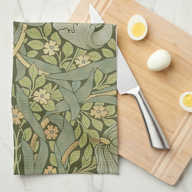 William Morris Pimpernel Vintage Pattern Tea Towel (Quarter Fold)