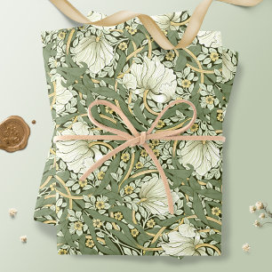William Morris Pimpernel White Sage Green Wrapping Paper Sheet