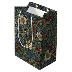 William Morris Pine Cone Holly Berries Medium Gift Bag