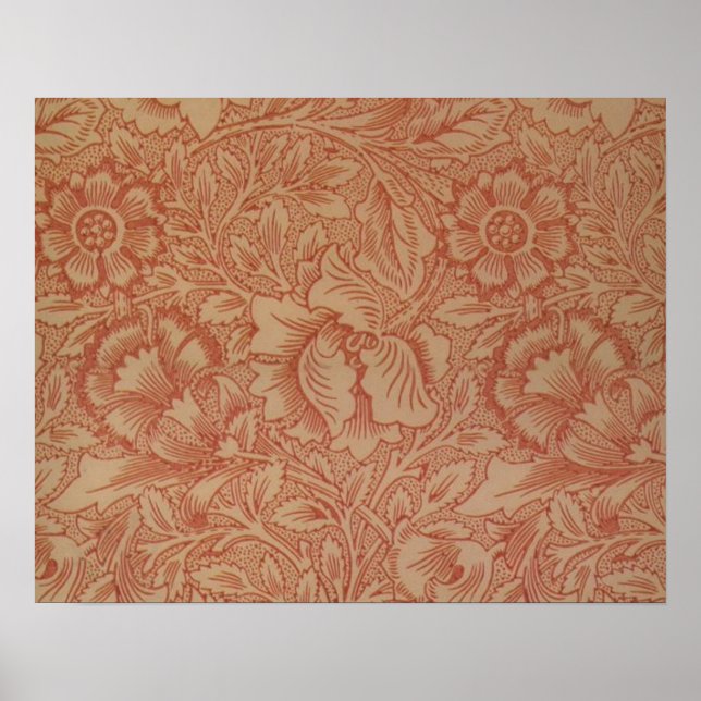 William Morris Pink and Poppy Textile Pattern Poster (Front)
