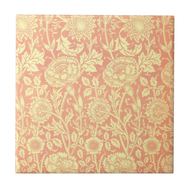 William Morris Pink and Rose Design Tile (Front)