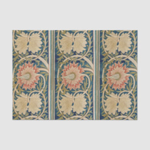 William Morris Pink Floral Silk Embroidery Antique Tissue Paper