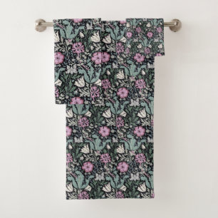 William Morris Pink Poppy Botanical Victorian  Bath Towel Set