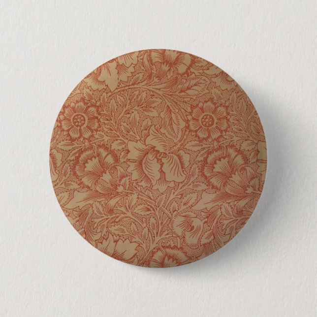 William Morris Pink Poppy Flower Floral 6 Cm Round Badge (Front)