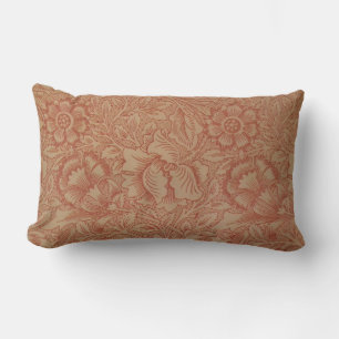 William Morris Pink Poppy Flower Floral Lumbar Cushion