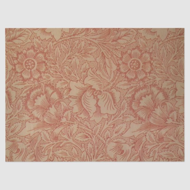 William Morris Pink Poppy Flower Floral Tissue Paper (Front)