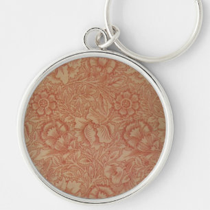 William Morris Pink Poppy Flower Pattern Key Ring