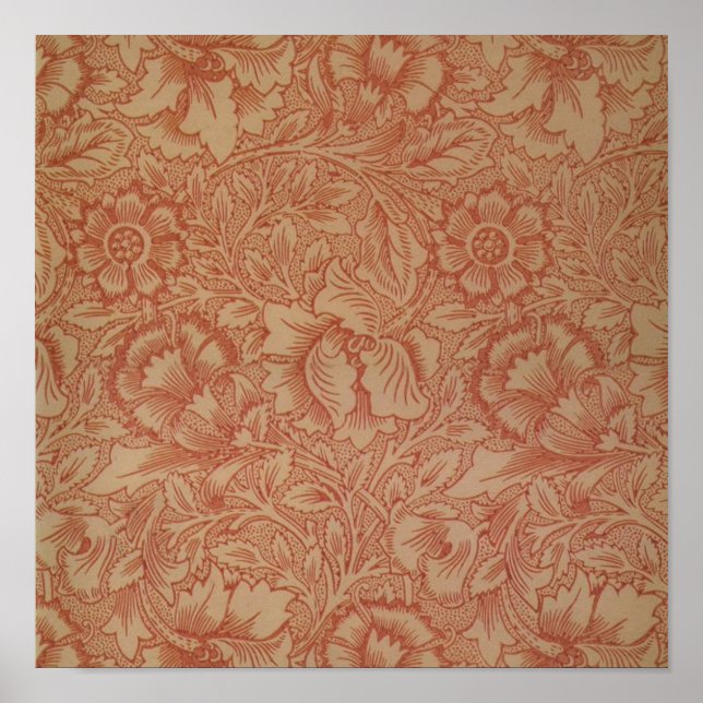William Morris Pink Poppy Flower Pattern Poster (Front)