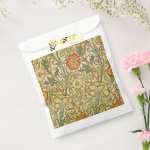 William Morris Pink Rose Border Floral Art Favour Bags