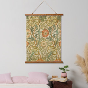 William Morris Pink Rose Border Floral Art Hanging Tapestry