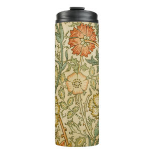 William Morris Pink Rose Border Floral Art Thermal Tumbler