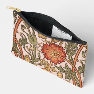 William Morris Pink Rose Flower Wallpaper Pattern Accessory Pouch