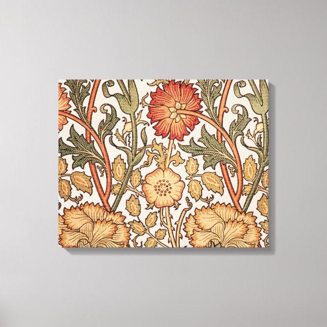 William Morris Pink Rose Flower Wallpaper Pattern Canvas Print (Front)