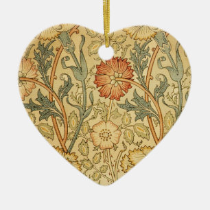 William Morris Pink Rose Flower Wallpaper Pattern Ceramic Tree Decoration