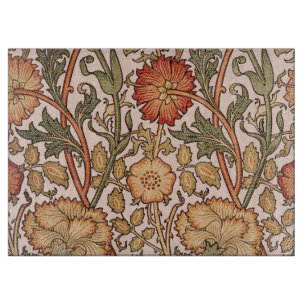 William Morris Pink Rose Flower Wallpaper Pattern Cutting Board