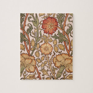 William Morris Pink Rose Flower Wallpaper Pattern Jigsaw Puzzle