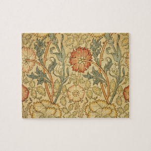 William Morris Pink Rose Flower Wallpaper Pattern Jigsaw Puzzle