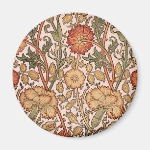 William Morris Pink Rose Flower Wallpaper Pattern Magnet