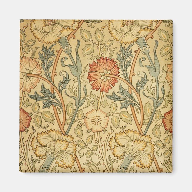 William Morris Pink Rose Flower Wallpaper Pattern Magnet (Front)