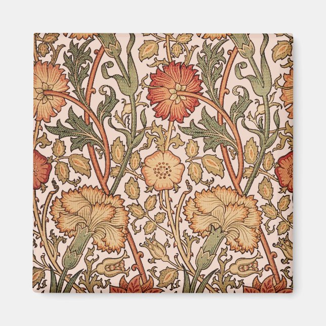 William Morris Pink Rose Flower Wallpaper Pattern Magnet (Front)