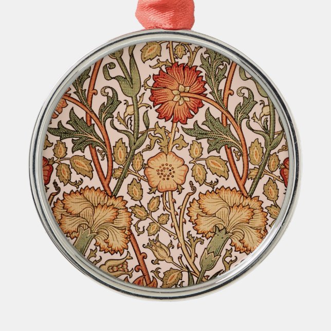 William Morris Pink Rose Flower Wallpaper Pattern Metal Tree Decoration (Front)