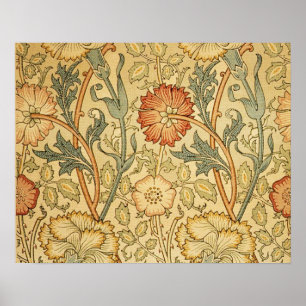 William Morris Pink Rose Flower Wallpaper Pattern Poster