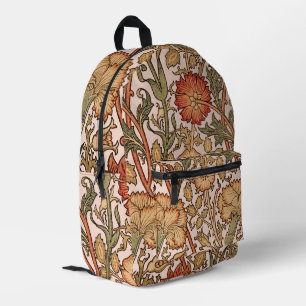 William Morris Pink Rose Flower Wallpaper Pattern Printed Backpack