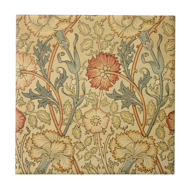William Morris Pink Rose Flower Wallpaper Pattern Tile (Front)
