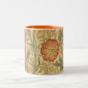 William Morris Pink Rose Flower Wallpaper Pattern Two-Tone Coffee Mug
