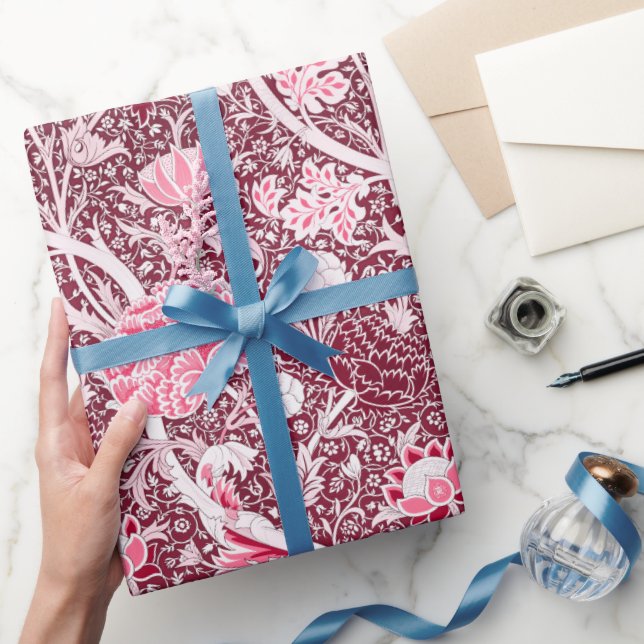 William Morris Pink Rose Gold Floral Pattern Wrapping Paper (Gifting)
