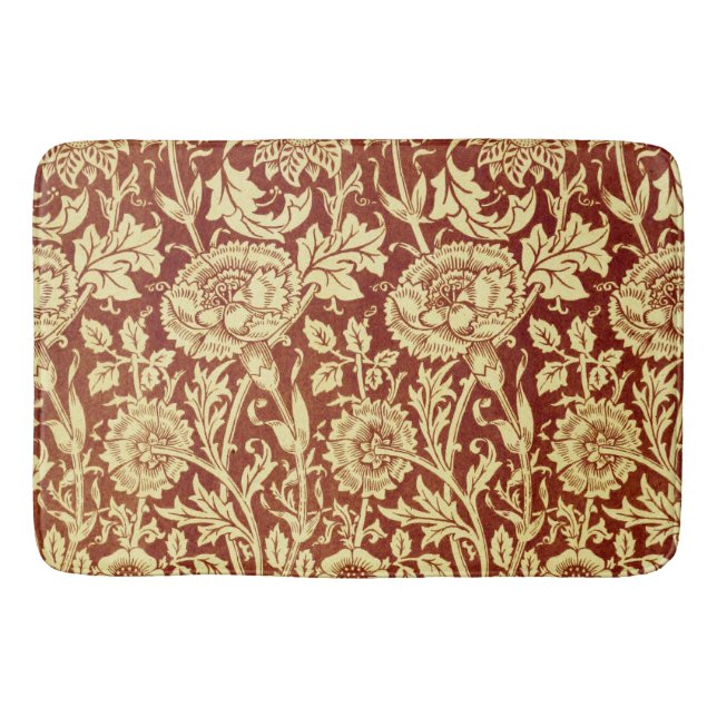 William Morris Pinks Red and White Bath Mat (Front)