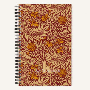 William Morris Plum Red & Amber Larkspur Pattern Notebook
