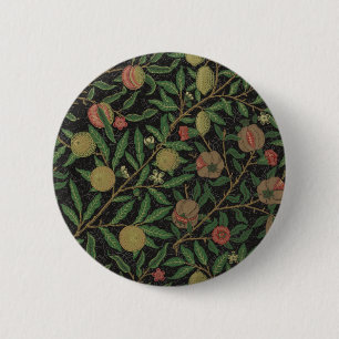 William Morris Pomegranate Black Floral Design 6 Cm Round Badge