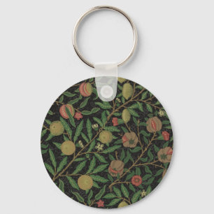 William Morris Pomegranate Black Floral Design Key Ring