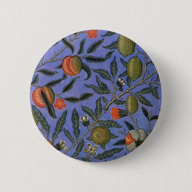 William Morris Pomegranate Blue Colourful Wallpape 6 Cm Round Badge (Front)