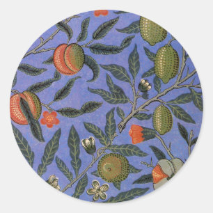 William Morris Pomegranate Blue Colourful Wallpape Classic Round Sticker