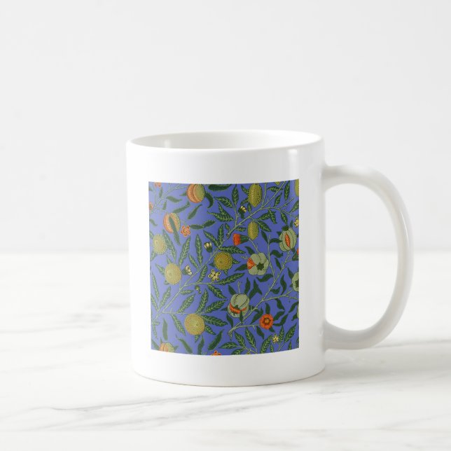 William Morris Pomegranate Blue Colourful Wallpape Coffee Mug (Right)